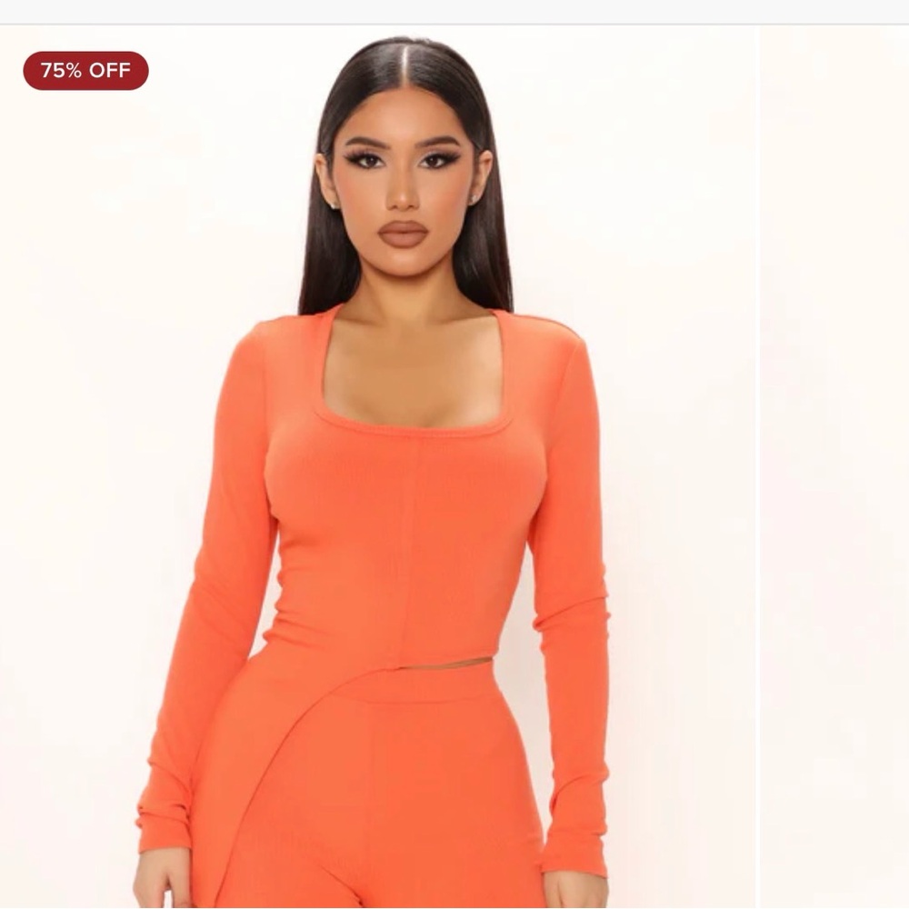 Fashion Nova Bold Orange Long Sleeve Top